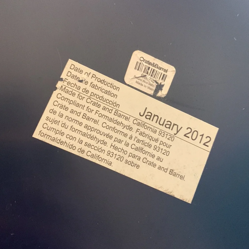 Crate & Barrel Round Blue Decorative Serving Tray